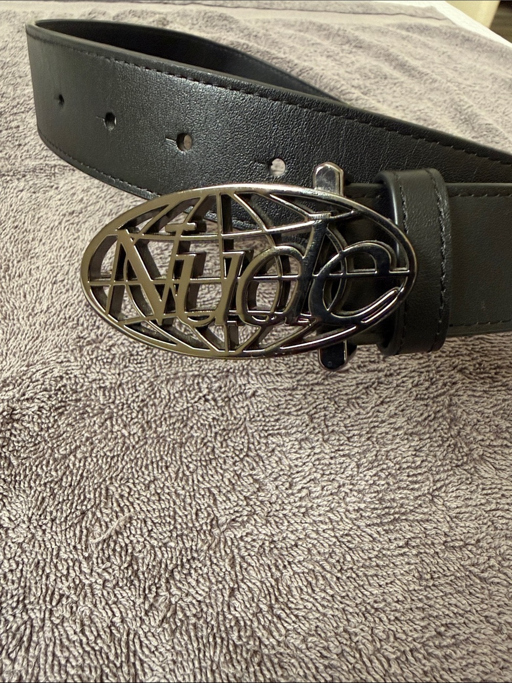 Nude Project Leather Belt with Silver Globe Buckle
